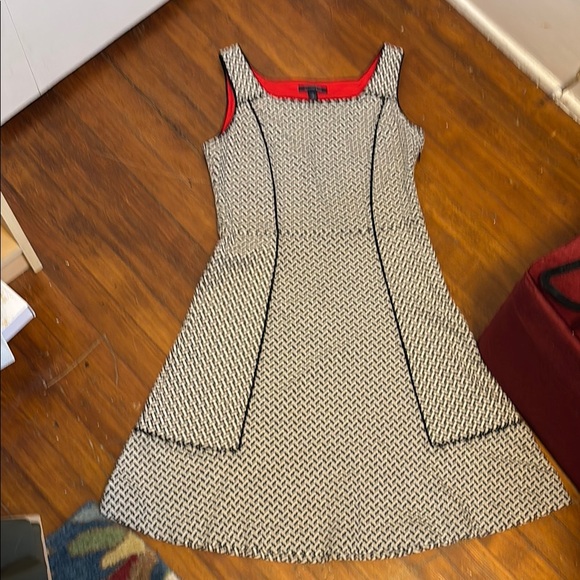 Lands' End Black and White A-Line Midi Dress - Picture 1 of 3